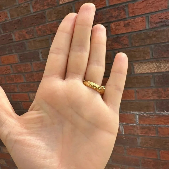 Amalfi Red Agate 18K Gold Stainless Steel Waterproof Gold Natural Stone 7 Ring - Picture 11 of 15